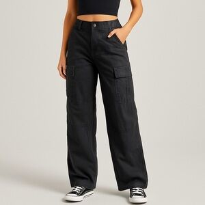 Hollister High Rise Black Vintage Baggy Cargo Pants Women’s Size 28R